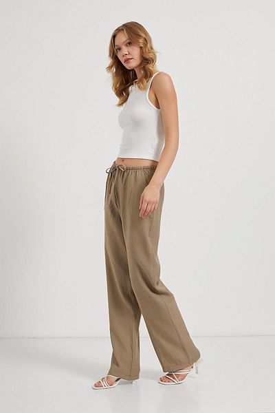 Arma Life Armalife 2306 Elastic Waist Lace up Casual Women's Pants