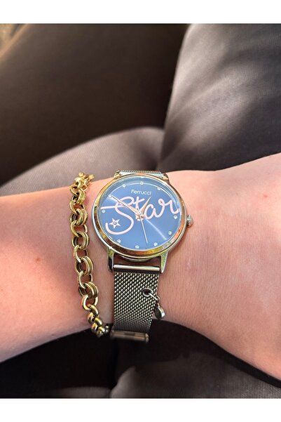 Ferrucci Rosegold and Silver Bicolor Star Written Charmli Wicked Steel Watche...