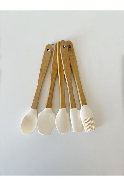 moon home dekor 5 Pieces Silicone Kitchen Utensils Set Spoon Spatula Egg Brush