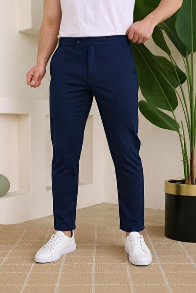 Modayakamoz Men's Slim Fit Lycra Ankle Length Fabric Trousers