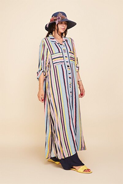 Butik Ayseba PARK MODA ÇİZGİLİ GÖMLEK ELBİSE