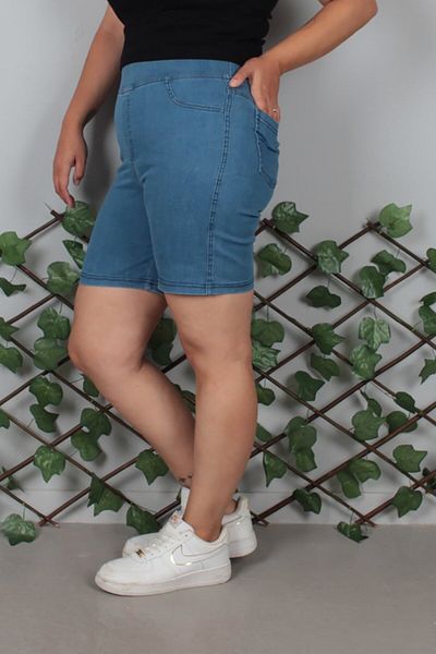 Truva XXL Plus Size High Waist Blue Denim Shorts – Comfortable Fit, Stylish and Modern Design