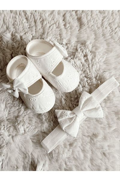 UmBaby Baby Girl Scalloped Booties Girl Ecru Newborn Mevlüt Daily Booties