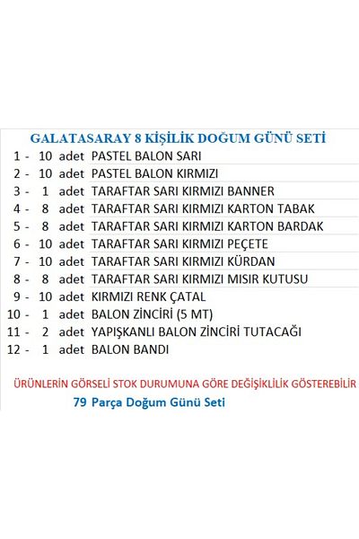 ZENVİVA Fan (Gs) Birthday Set for 8 People