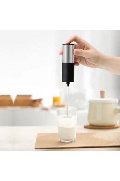 divendi-ro Mini milk frother,Compatible with cold or warm milk - Black/Silver