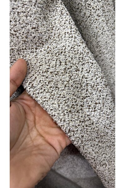 Fon Dünyası Sand Beige Wool Armure Woven Background Curtain (Single Wing)