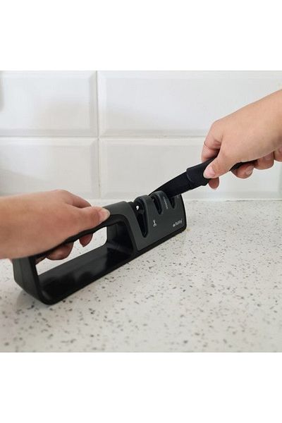 Welora Manual knife and scissors sharpener, Black - 205 x 43 x 53 mm
