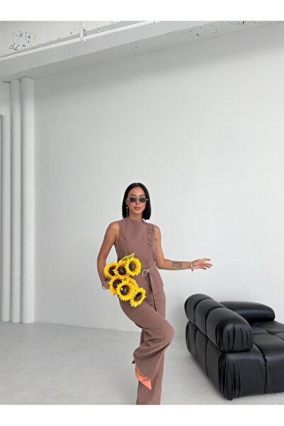 JANES Tina Asymmetrical Linen Vest Pants Set