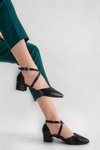 MİYA Women's Short Heels Cross Single Band Evening Dress Wedding Engagement Special Occasion Classic Stiletto Sandals Shoes