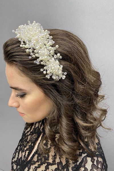 Hayalperest boncuk Ecru Pollux Crystal Stone Henna and Bridal Crown