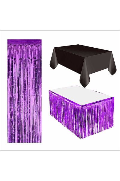 ZENVİVA Black Tablecloth, Purple Table Skirt, Purple Backdrop
