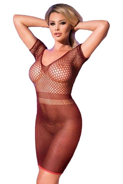 RICO ROYAL CR 4108 Elastic Mini Dress, Red, S-L