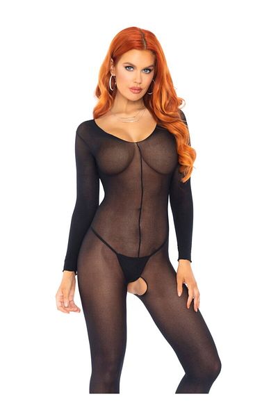Leg Avenue Long Sleeve Bodystocking, Leg Avenue, One Size, Black