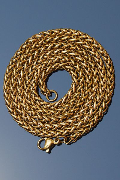 Rua Jewelry Steel Italian Knitted Necklace 3 mm Gold Color |   Non-Blackening, Unisex, 2 Years Warranty