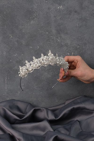 Hayalperest boncuk Pearl Beaded Bade Bridal Crown