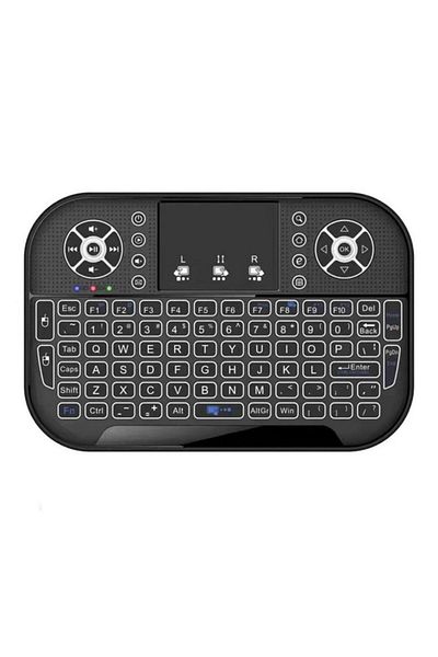 divendi-ro Mini Wireless Keyboard with Touchpad, RGB Illuminated, Compact, 2.4Ghz, USB Rechargeable - Black