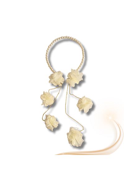 pegu baby collection Model with Chain Earrings Special Design Avant-Garde Pearl Maternity Crown, Bridal Crown
