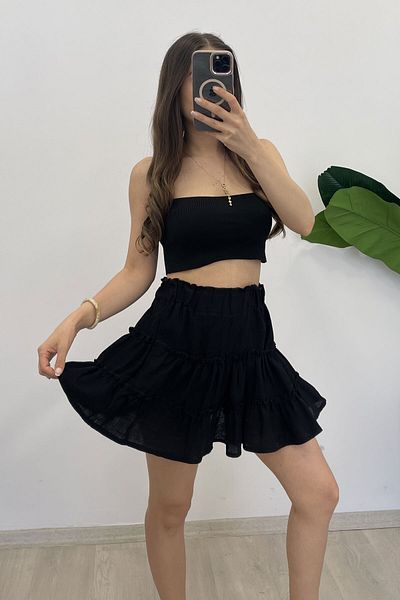 Nazline Fusta mini din muselina cu talie elastica pentru dama