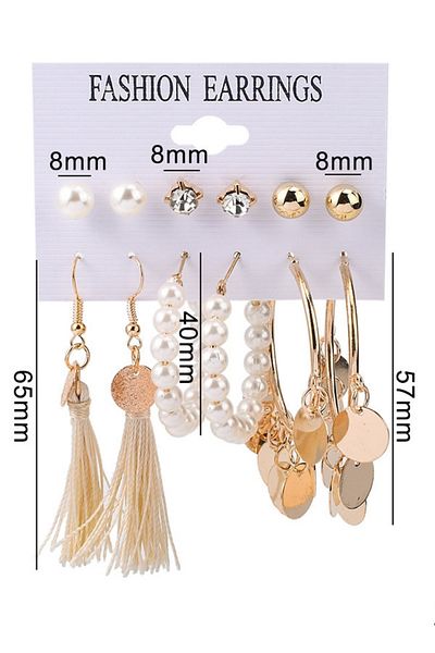 Chiccy Tassel and Pearl Hoop Ball Earring Set