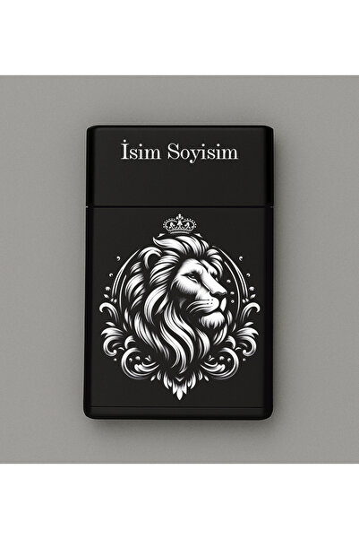 Melek Pazarı Aslan Desenli Metal Tabakası – Kişiye Özel İsimli Kutusu Hediyel...
