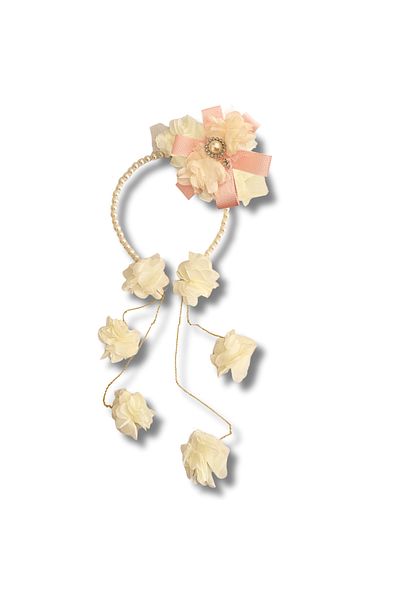pegu baby collection Model with Chain Earrings Special Design Avant-Garde Crystal Stone Pearl Maternity Crown, Bridal Crown