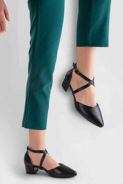 MİYA Women's Short Heels Cross Single Band Evening Dress Wedding Engagement Special Occasion Classic Stiletto Sandals Shoes