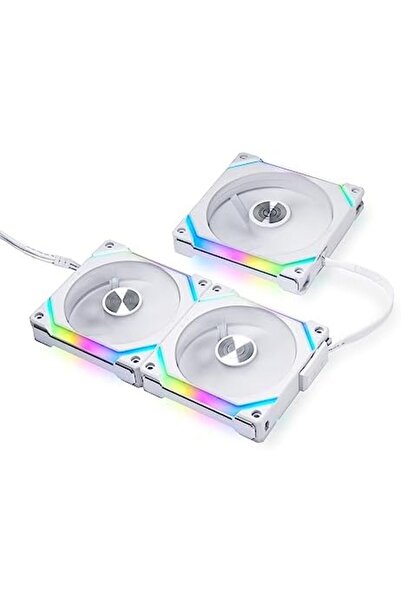 Lian Li مجموعة ثلاثية بيضاء من UNI Fan SL120 V2 RGB مع وحدة تحكم - UF-SL120V2-3W (V2)