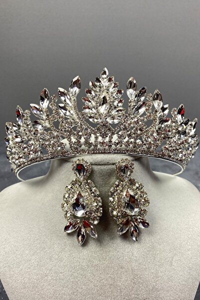 Hayalperest boncuk Σετ νυφικό στέμμα και σκουλαρίκια Danver Stone