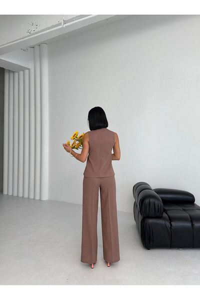 COTTONLAB Tina Asymmetrical Linen Vest Pants Set