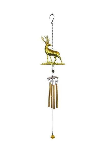 Wolawood Reindeer Themed Wind Chime Earthquake Bell Feng Shui Metal Glass Material Gift Home Garden Balcony Ornament