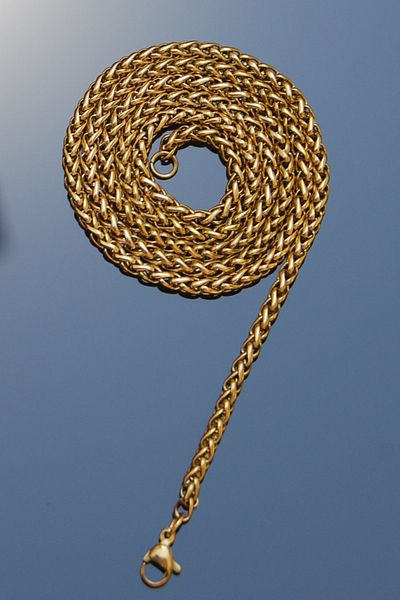 Rua Jewelry Steel Italian Knitted Necklace 3 mm Gold Color |   Non-Blackening, Unisex, 2 Years Warranty