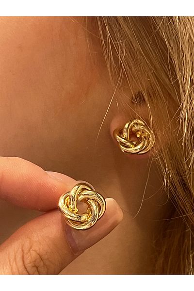Accessories Hey Golden Yellow Twist Detailed Tiny Daily Use Women's Earrings