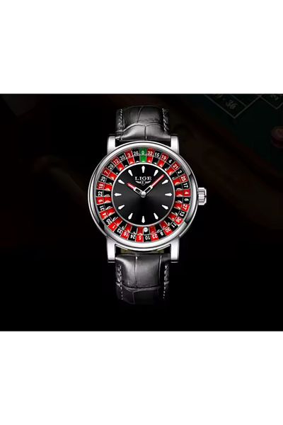OLEVS Rulet Li%Ge Model Men's Watch Watch Rulet Watch with Black Leather Strap
