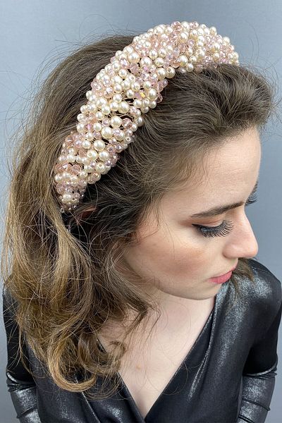 Hayalperest boncuk Leal Curved Crystal and Pearl Bridal Hair Accessory