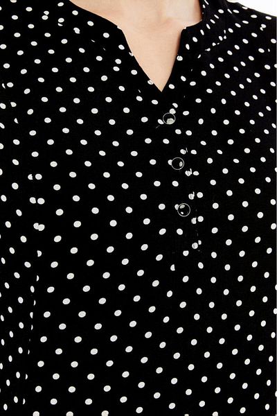 LİKAPA Black and White Polka Dot Short Sleeve Viscose Summer Mother's Dress
