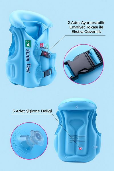Silmaril Topquality Inflatable Life Jacket Summer Sea Seaside Children Baby between 0 -5 Years Old