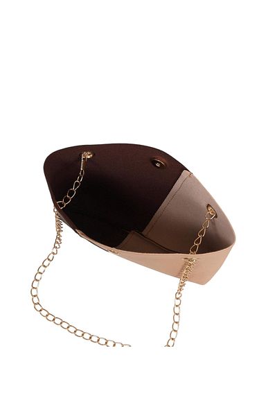 OEM Mini Casual Bag with Gold Chain, Elegant Design, Beige / Brown