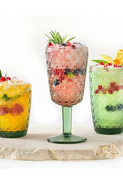 English Home Agnes Glass 2-Piece Soft Drink Glass Dark Green