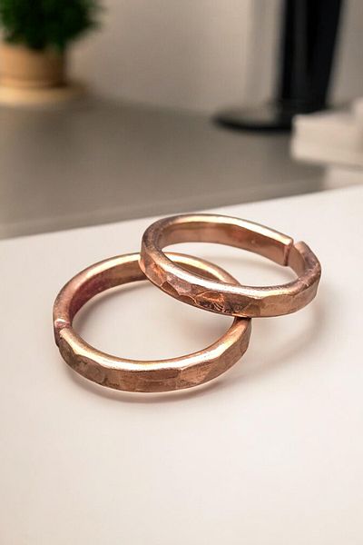 NBS Beautiful Naturel Stones Dear Adjustable Handmade Copper Ring Heart to Heart (Fits All Fingers)