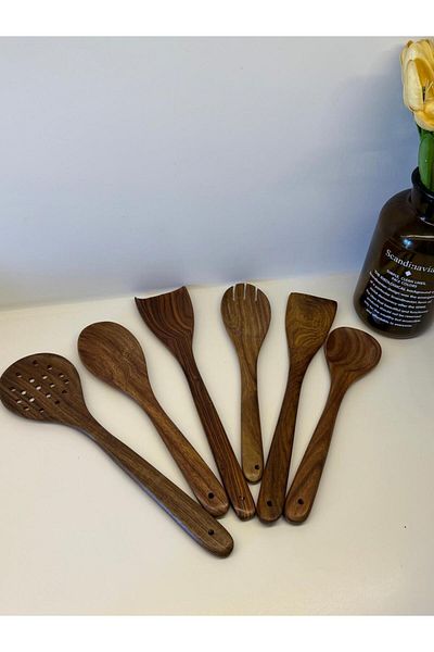 BUCOLIC Set of 6 Wooden Kitchen Spoons – the Elegance of Nature