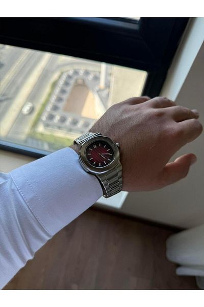 RoseandRoses Postet Pt Model Men's Watch Silver (Burgundy Dial)