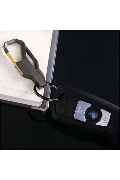 OEM Breloc metalic elegant cu inchidere rapida, Negru Auriu