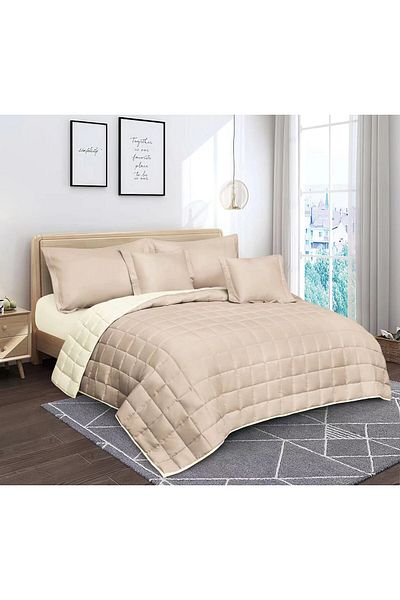 SHEDEA Summer Plain Microfiber Double Bedspread 6 Pieces Quilt Size 250x230 cm