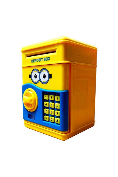divendi-ro Balansoar interactiv pentru copii cu funcție bancomat, cod PIN și seif, Minion, galben-albastru
