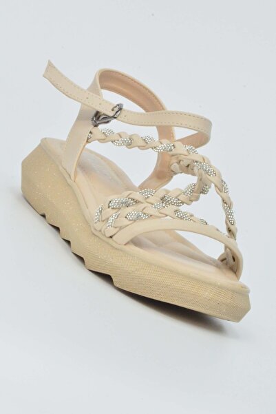 Beyazıt Stoned Braided Strap Buckle Sandals 120