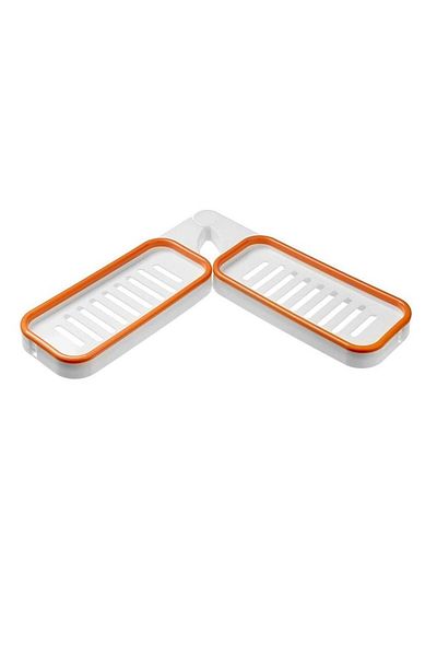 divendi-ro Corner shelf 90° or right angle 180°, for bathroom, supports up to 5 kg, Grey-Orange