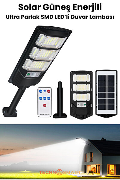 TechnoSmart Solar 144 LED Kumandalı Duvar Lambası – Güneş Enerjili, IP65, 3 M...