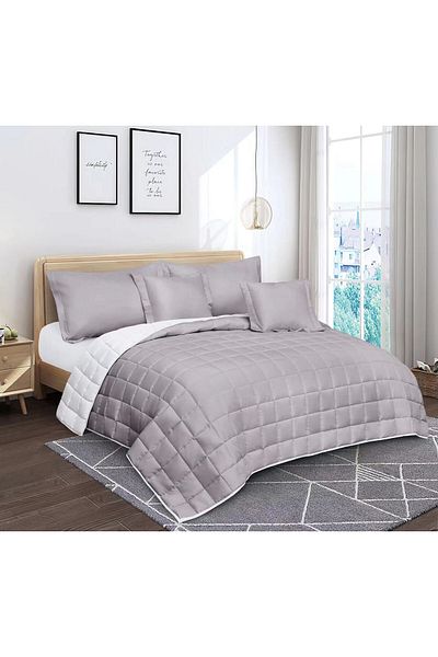 SHEDEA Summer Plain Microfiber Double Bedspread 6 Pieces Quilt Size 250x230 cm