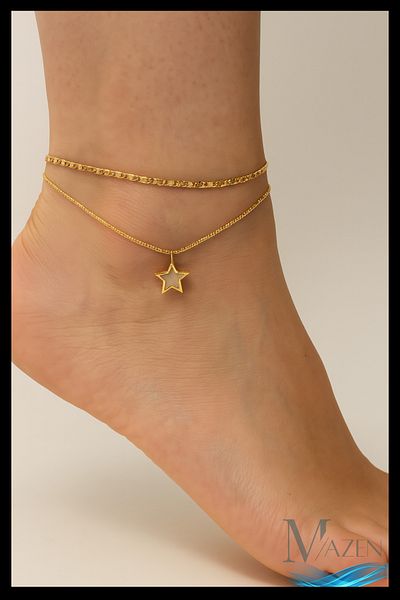 MAZEN Double Row Anklet |   Elegant Design with Star Figure |   Women's Foot Accessory