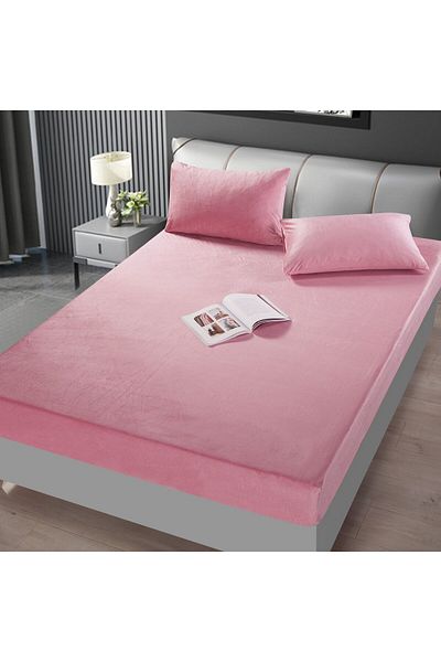 FIONNA.RO Velvet Pillowcase with Elastic and Pillowcases 180x200cm - Pink